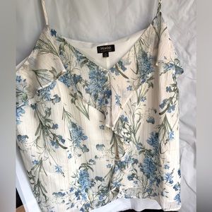 Floral blue and white tank blouse‎
